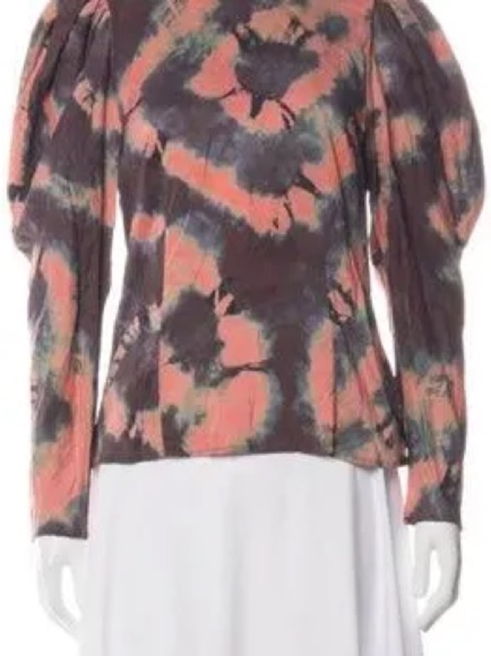 ULLA JOHNSON Rosewood 100% Silk Tie Dye Ora Long Sleeve Blouse - Picture 3 of 9